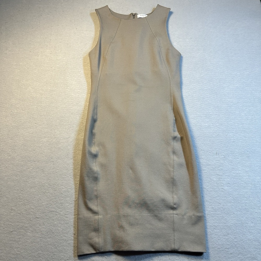 Babaton Aritzia Cohen Ponte Sheath Dress Taupe Sleeveless Midi Career Womens 6